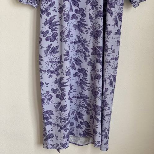 Hill House NWT  Allover Print High Slit Maxi Dress in Purple Floral