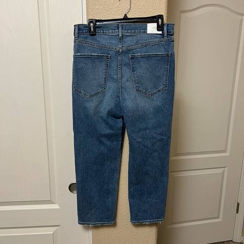 EXPRESS New!  High Waisted Medium Wash Straight Ankle Blue Jeans 10 S 10S Short