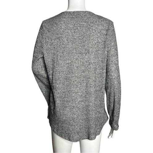 Olive & Oak  Sweater Gray Black Marled Surplice Front V-Neck Wrap Front