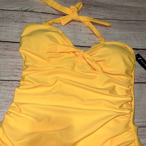 Tempt Me Women One Piece Yellow Swimsuit. Size L