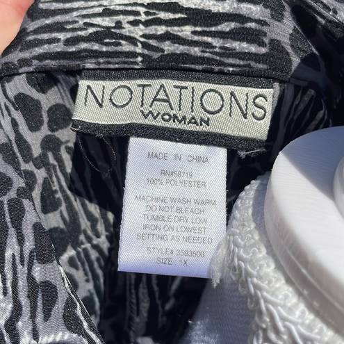 Notations  Animal Print Short Sleeve Button-Up