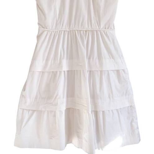 Shoshanna  Collared Tiered Sleeveless Button Shirt Dress Fit and Flare White 4