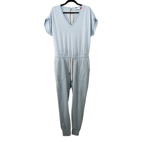 n:philanthropy NWT  Short Sleeve Cotton V-neck Jumpsuit Light Blue Medium