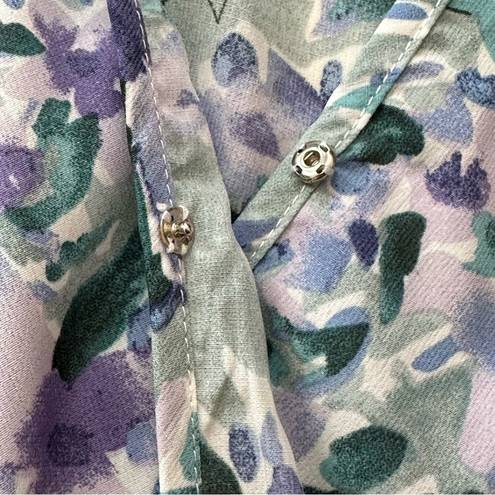 a.n.a -Kaci Dress Lavender Green Floral Flutter Short Sleeve Tiered Boho Small