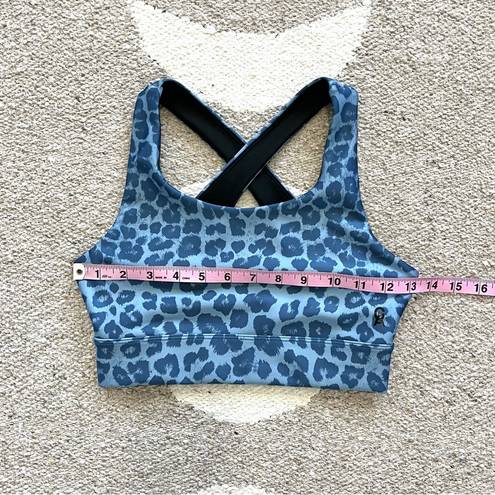 Good American NWOT  The Step Sports Bra in Sky Blue Leopard Print