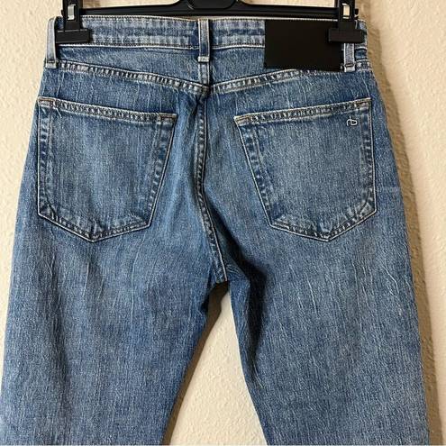 Rag and Bone  Rosa Mid-Rise Boyfriend Jeans North Star Wash Size 25 Distressed