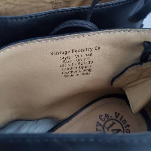 Krass&co Vintage Foundry  Regan Black Leather Open Toe Shoe Sandal 7.5