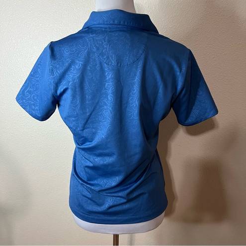 EP Pro  Tour Tech blue floral paisley short sleeve golf polo shirt M