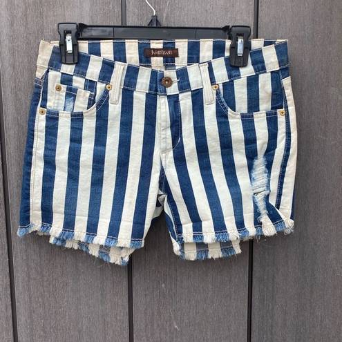 James Jeans  Striped Destroyed Denim Shorts