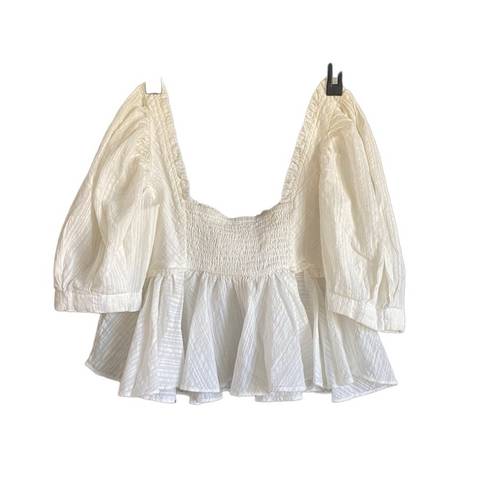 Free People  NWT Woman’s Small Leave It To Me Ivory Square Neck Crop Top Blouse