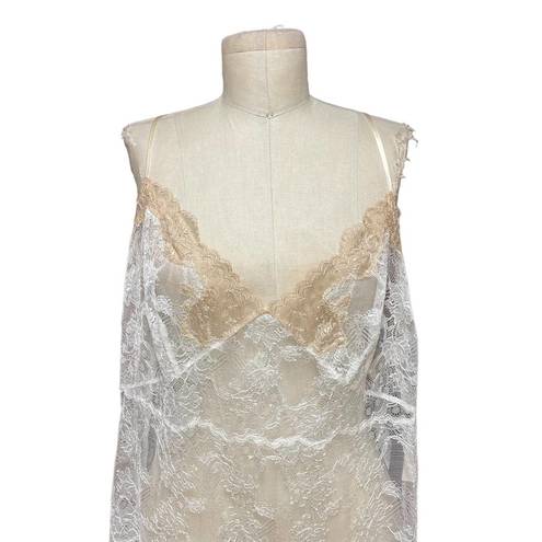 Natori Josie  Chantilly Bordered Lace Chemise Lingerie White Size XL