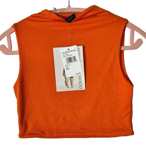 Naked Wardrobe  Size S The NW Sleeveless Crop Top In Deep Orange Mock Neck NEW