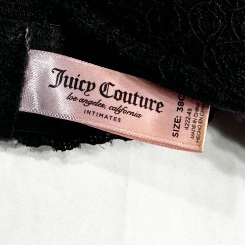 Juicy Couture  38C Bra Push Up Black Lace Underwire Support Adjustable Strap 1250