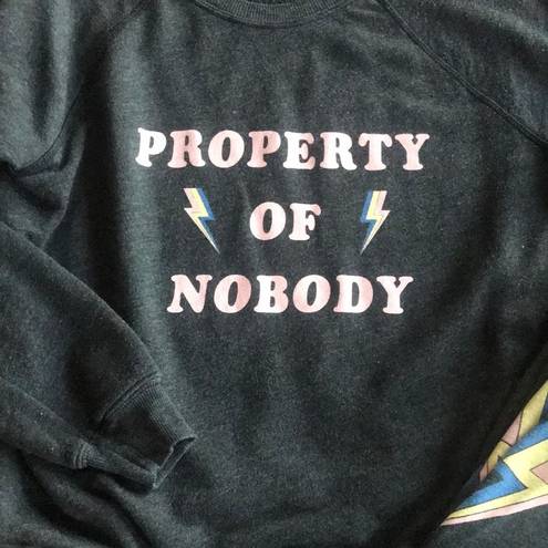 Wildfox  Property of Nobody Graphic Grey Pullover Sweatshirt set! xs