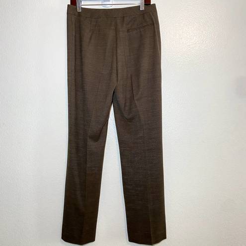 Lafayette 148  Trouser Pants Wool Blend Wide Leg Bootcut Mid-Rise Striped Brown 8