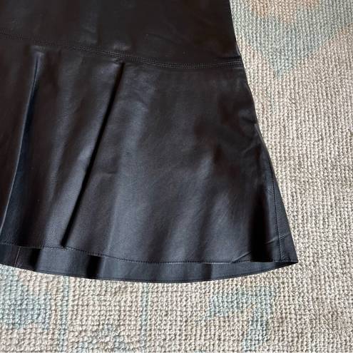 Vince  Black Lambskin Leather Flare Mini Skirt | Size 2