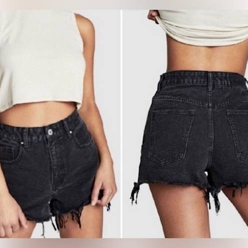 ZARA  Hi Rise Cut Off Raw Frayed Black Denim Shorts NEW SIZE 8