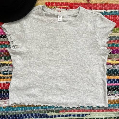 BP  size LARGE lettuce trim crop top short sleeve tee shirt Gray