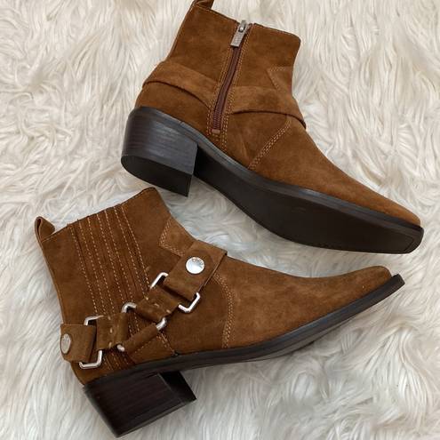 DKNY  Mina Cognac Suede Western Booties