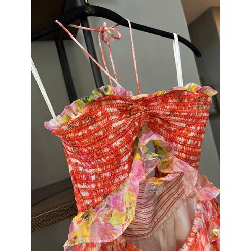 Rococo  SAND Nesh Cut Out Mini Dress Pink Orange Yellow Womens Size Medium