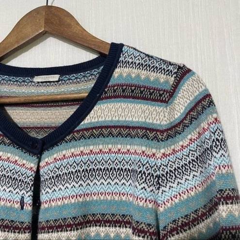 Talbots  Cardigan Button Up Long Sleeve Multiple Color Striped Sweater Medium