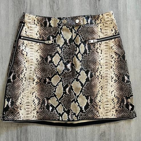 I am gia Jagger Skirt MEDIUM Faux Leather Snakeskin Embossed Mini Zip High Waist