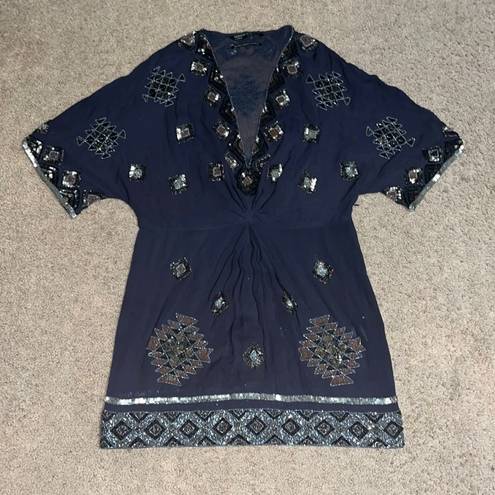 ALLSAINTS  Spitalfields Paloma Chariot Beaded Sequin Silk Tunic Dress 6