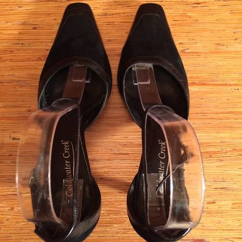 Coldwater Creek Black Suede and Leather Trim Ankle Wrap Shoes  Size 7