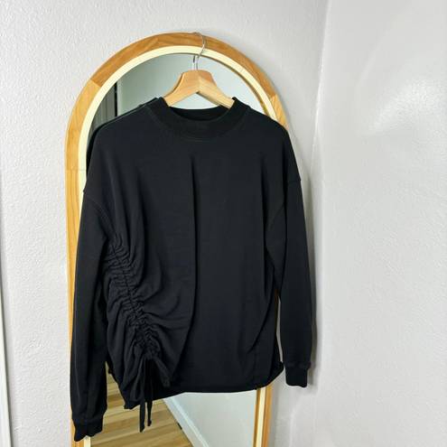 All Saints Able black side ruched crewneck pullover sweatshirt