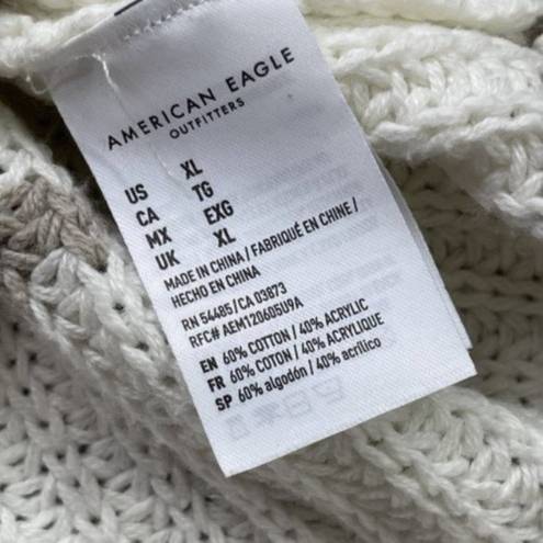 American Eagle  Striped Pullover Sweater Womens XL White Beige Cotton Blend