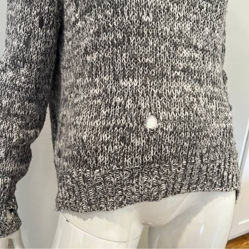 Vintage Havana  Marled Gray Distressed Side Zippers Slouch Sweater