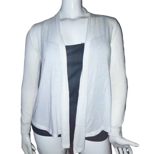 Ambiance Drape Front Cardigan Top White Size L