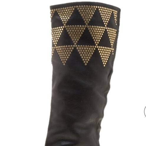 Jimmy Choo  Black Studded Leather Tall Boots Size 36.  EXCELLENT condition