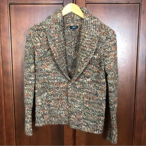 Talbots  Wool Alpaca Blend Chunky Open Long Sleeve Brown Fall Color Cardigan S