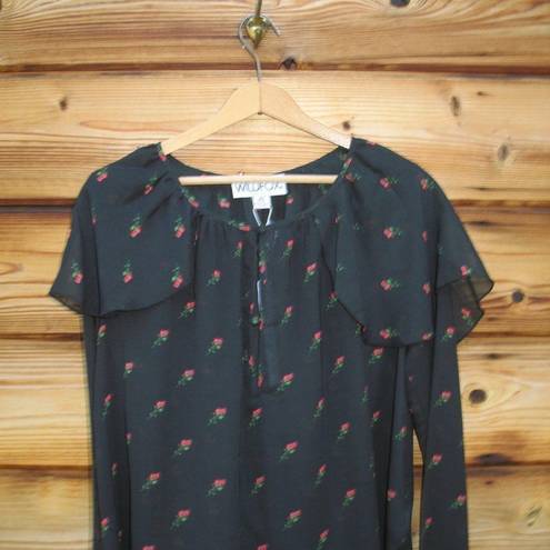 Wildfox NWT  Sheer Rose Print Peasant Blouse Top