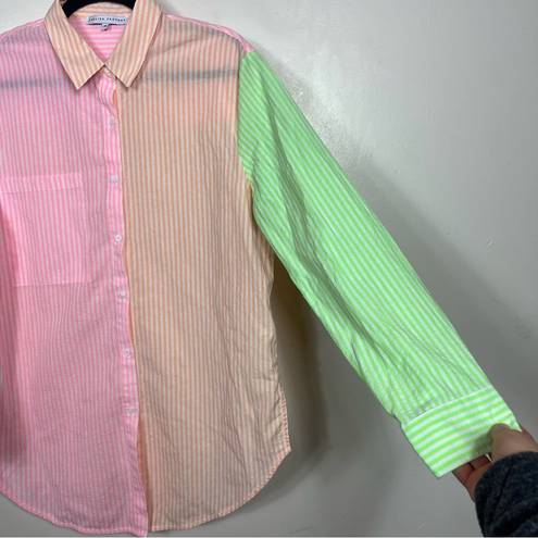 English Factory  Colorblock Button Up Shirt Size Medium Striped Colorful Tunic