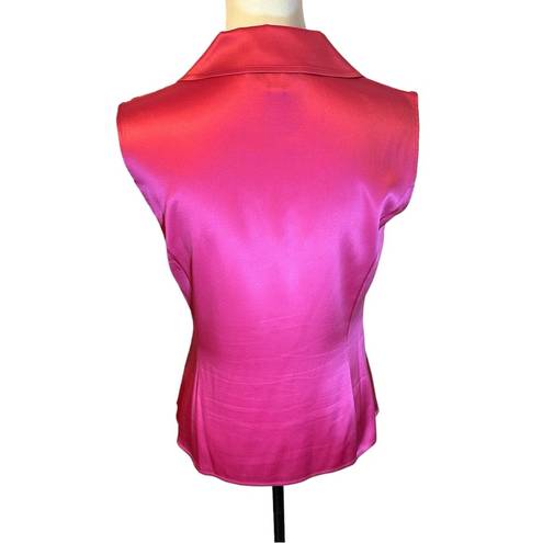 St. John  Hot Pink Sleeveless Button Down Blouse