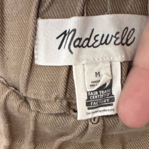 Madewell  Linen-Blend Huston Pull-On Crop Pants Tan Size M Flowy Beach Popover