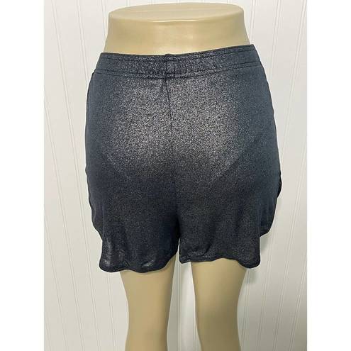 Good American  Women's The Running Short Moonlight Metallic Sparkle Black 0 XS