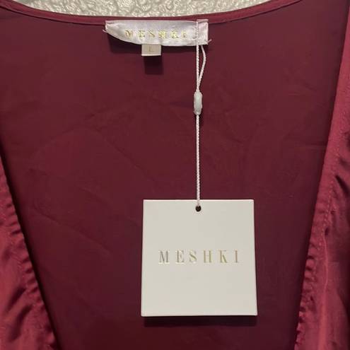 Meshki  Adara Mini Satin Dress Burgundy Size Large NWT