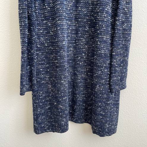 J.Jill  Azure Blue White Azalea Open Front Long Duster Topper Cardigan Sweater