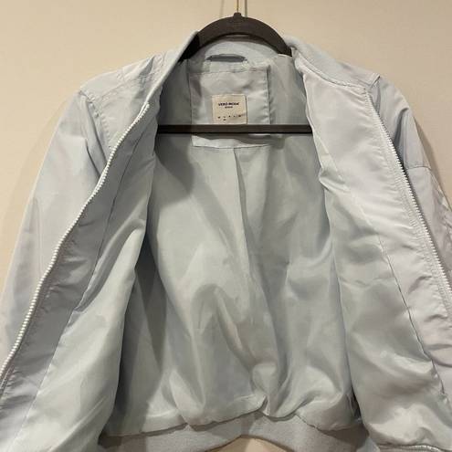 VERO MODA  Denim Light Blue Bomber Jacket Mandarin Collar Women's size Small