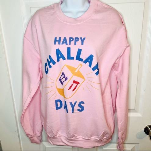 Modcloth Happy Challah Days Graphic Sweatshirt Soft Hannukkah Top Pink M