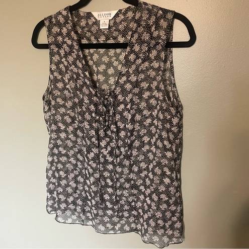 Allison Taylor Vintage  100% Silk Sheer Floral Lace Up Tank Top size M