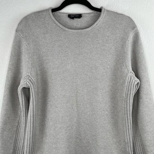 DKNY  Light Gray Rounded Crew Neck Heavy Sweater Oversized Large