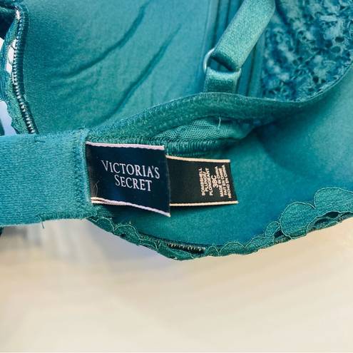 Victoria's Secret  Bombshell Plunge Super Push Up Bra Lace 38C add 2 Cups Green