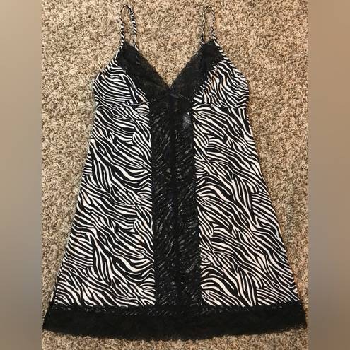 Frederick's of Hollywood  vintage zebra print lace mini slip dress