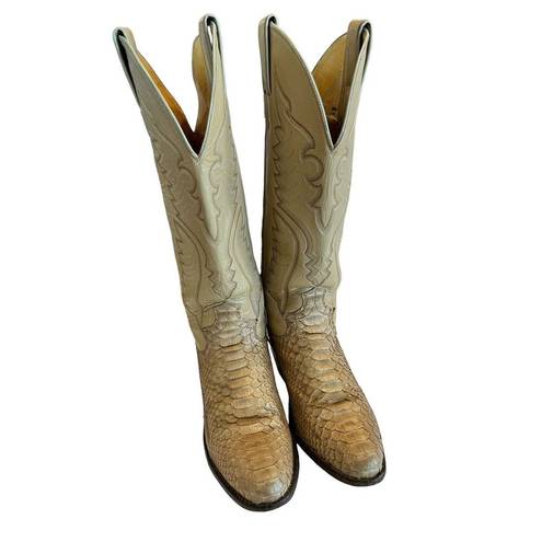 Justin Boots Justin Snakeskin Cowboy Boots Womens 5 1/2B Tall Vintage Leather L4661 USA