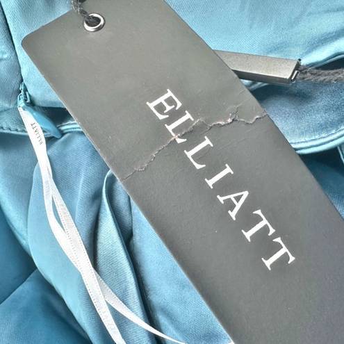 Elliatt | Cassini Cadet Blue Satin One Shoulder Midi Dress Rouched | Size Large