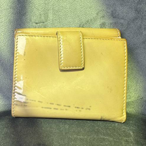 Salvatore Ferragamo  Compact Patent Leather Wallet in Beige